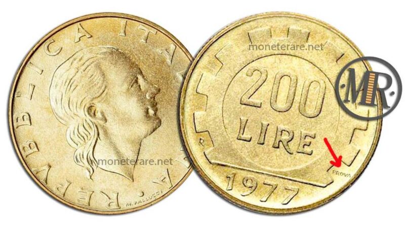 Moneta da 200 lire rara su sfondo bianco, potenziale tesoro nascosto per collezionisti.